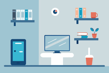A set of flat business icons for web, mobile, and office technology illustrations