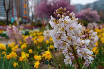 Fototapeta premium Spring flowers bloom in the park of Korea