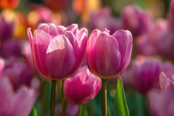 Spring pink tulips