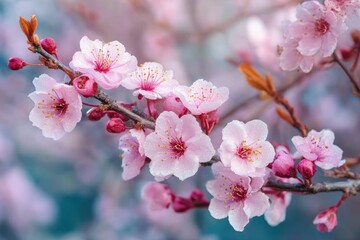 Obraz premium Spring pink flower trees Bountiful bushes