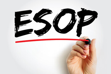 ESOP Employee Stock Ownership Plan - employee benefit plan that gives workers ownership interest in the company, acronym text concept background