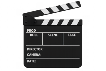 Movie clapperboard with transparent background for easy editing