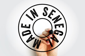Made in Senegal text emblem stamp, concept background