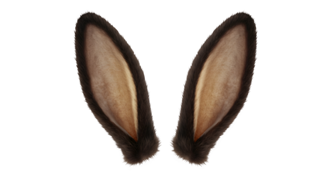 Rabbit ears isolated on PNG background.