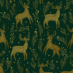 Obraz premium christmas seamless pattern with deer