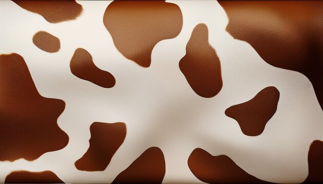 it looks like a continuous design made from cow hide pattern a white backdrop with brown patches generative ai