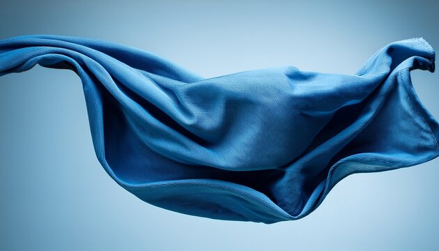 blue fabric floating in the air