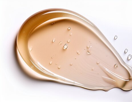 beige translucent serum swatch on a white background hydrating shower gel or shampoo texture
