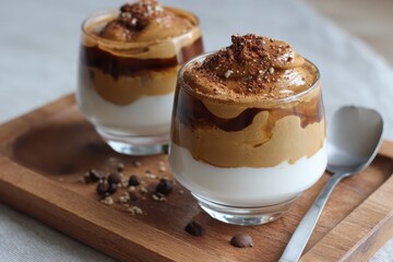 Vegan Dalgona coffee prepared for consumption