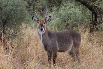 Obraz premium Waterbuck Kobus ellipsiprymnus in Tanzania s Tarangire Park