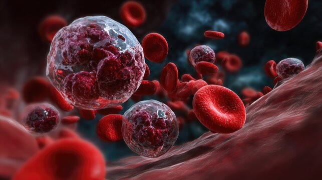 Hematologic disease study: blood cancer, red cell, malignant transformation, cancerous growth, erythrocyte damage, marrow failure, systemic issue, immune attack, biological threat, cellular decline,
