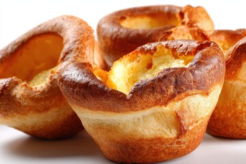 Fototapeta premium Yorkshire puddings set against a white background