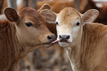 Young bulls weaning calves calf smacking lips related pairs