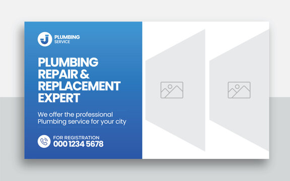 Plumbing  youtube thumbnail and web banner template design	