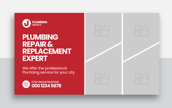 Plumbing  youtube thumbnail and web banner template design	
