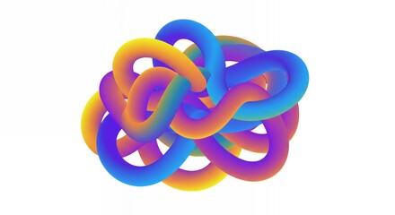 Abstract 3D colorful twisted torus rings interconnected gradient design background digital art modern geometric pattern