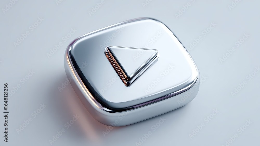 Poster silver square with a triangle pointing to the right