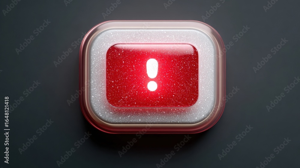 Poster red button with a white outline and a red dot in the middle