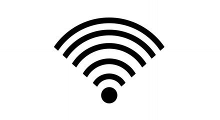 Wi-Fi wireless internet signal strength indicator icon with multiple curved lines on white background