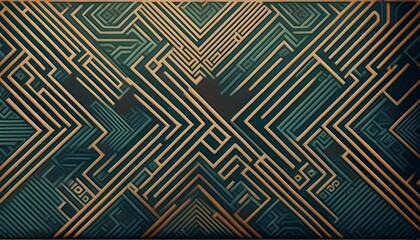 Fototapeta premium modern pattern with geometric maze inspired lines dark muted colors ideal for contemporary textiles wallpapers packaging and backgrounds in digital banners or print projects