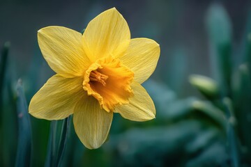 Fototapeta premium golden jonquil or daffodil amid garden setting