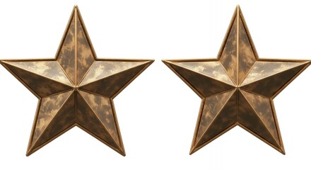 Obraz premium Pair of weathered golden stars with aged patina texture perfect for vintage luxury branding designs