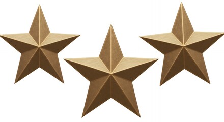 Obraz premium Three golden dimensional stars arrangement with rich metallic finish for premium award and rating systems