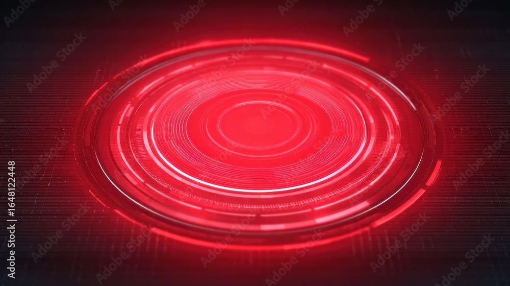 Poster red tech hud circle - futuristic interface design element