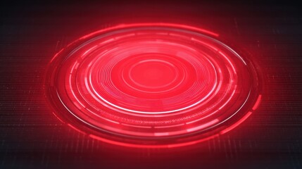 Red Tech HUD Circle - Futuristic Interface Design Element