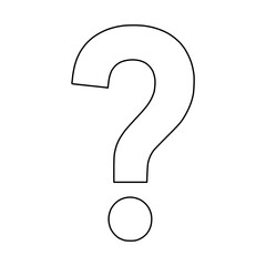 white Question mark icon black outline on isolated background