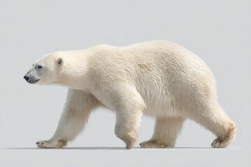lone polar bear traversing a backdrop
