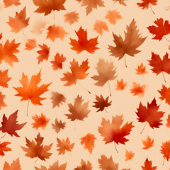 Watercolor pattern showcasing various autumn leaves in shades of brown. A perfect background for fall-themed designs.