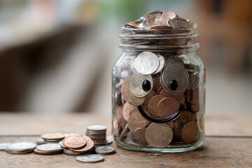 A jar of coins symbolizes kindness through charity and generosity Share and support others kindness matters