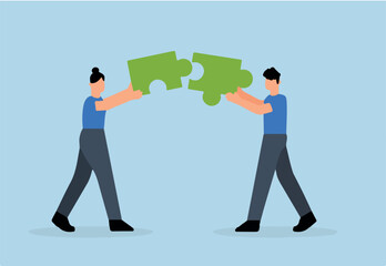 Mismatch, confused businessman putting together a mismatched puzzle.