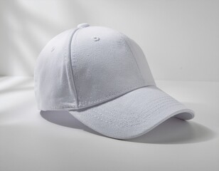Plain White Baseball Cap on Minimalist Background