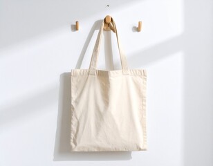 Minimalist Eco-Friendly Cotton Tote Bag Against White Wall