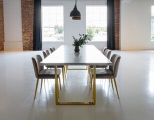 Luxury Marble Dining Table with Gold Legs in Contemporary Space