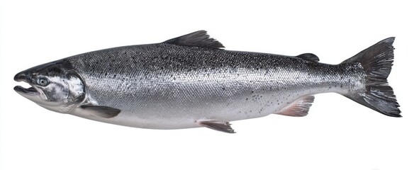 Obraz premium The Salmon Whole Fresh Silver Fish Isolated On White Background For Culinary Use