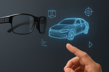 3D car model with glasses and hand interaction