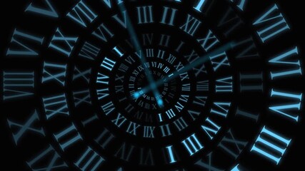Roman numerals clock that expresses the rapidly passing time and hours. Speed over time - Powered by Adobe