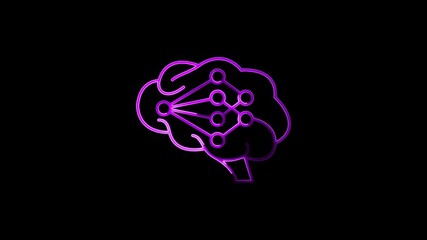 Neon Brain Network Illustration Artificial Intelligence Concept Futuristic Design Purple Glowing Outline Neural Connections Data Processing Deep Learning Technology Abstract Background - Powered by Adobe