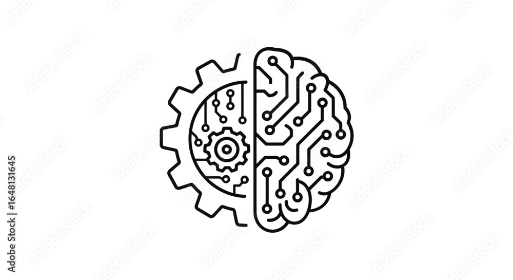 Poster ai brain and gear concept symbolizing intelligence and engineering integration