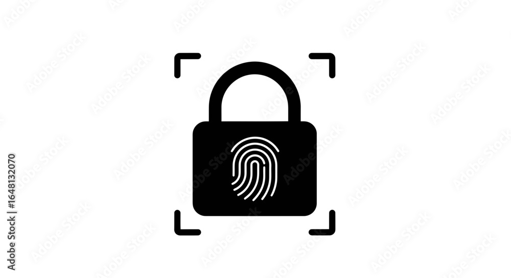 Poster fingerprint security biometric lock icon for secure access