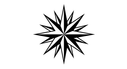 Obraz premium Black and white starburst compass rose graphic, symbolizing direction and navigation