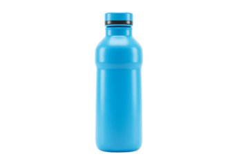 Blue Plastic Water Bottle with Cap on a Black Background for Hydration and Drinkware