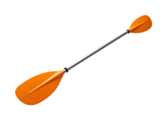 Bright orange kayak paddle with a sleek design isolated against a black background ideal for water