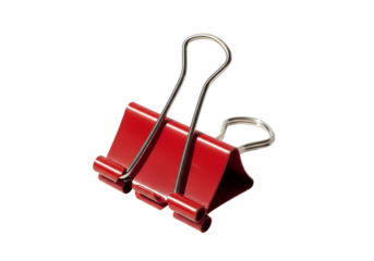 bright red paperclip binder clip on black background with minimalistic design