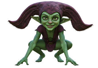 Fototapeta premium Cartoon Goblin Character with Large Ears and Mischievous Expression for Fantasy Artwork