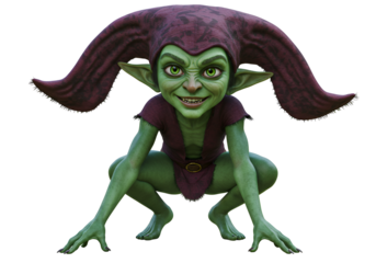 Cartoon Goblin Character with Large Ears and Mischievous Expression for Fantasy Artwork