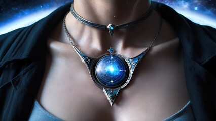 Celestial Projection Necklace, Star Map Jewelry, Cosmic Neck Adornment,
Glowing Universe Pendant, Miniature Galaxy Display